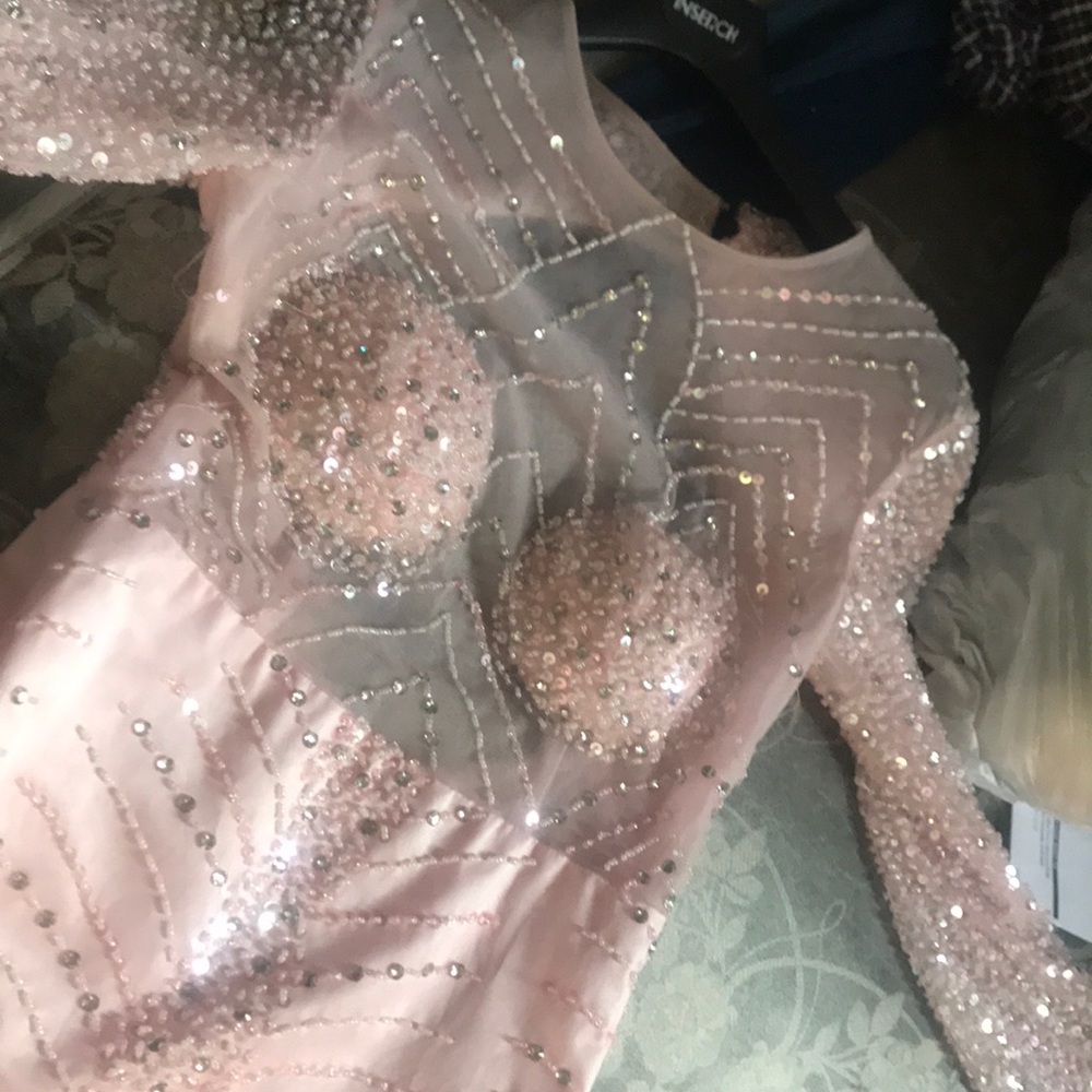 Floral Powder Pink Prom Dress